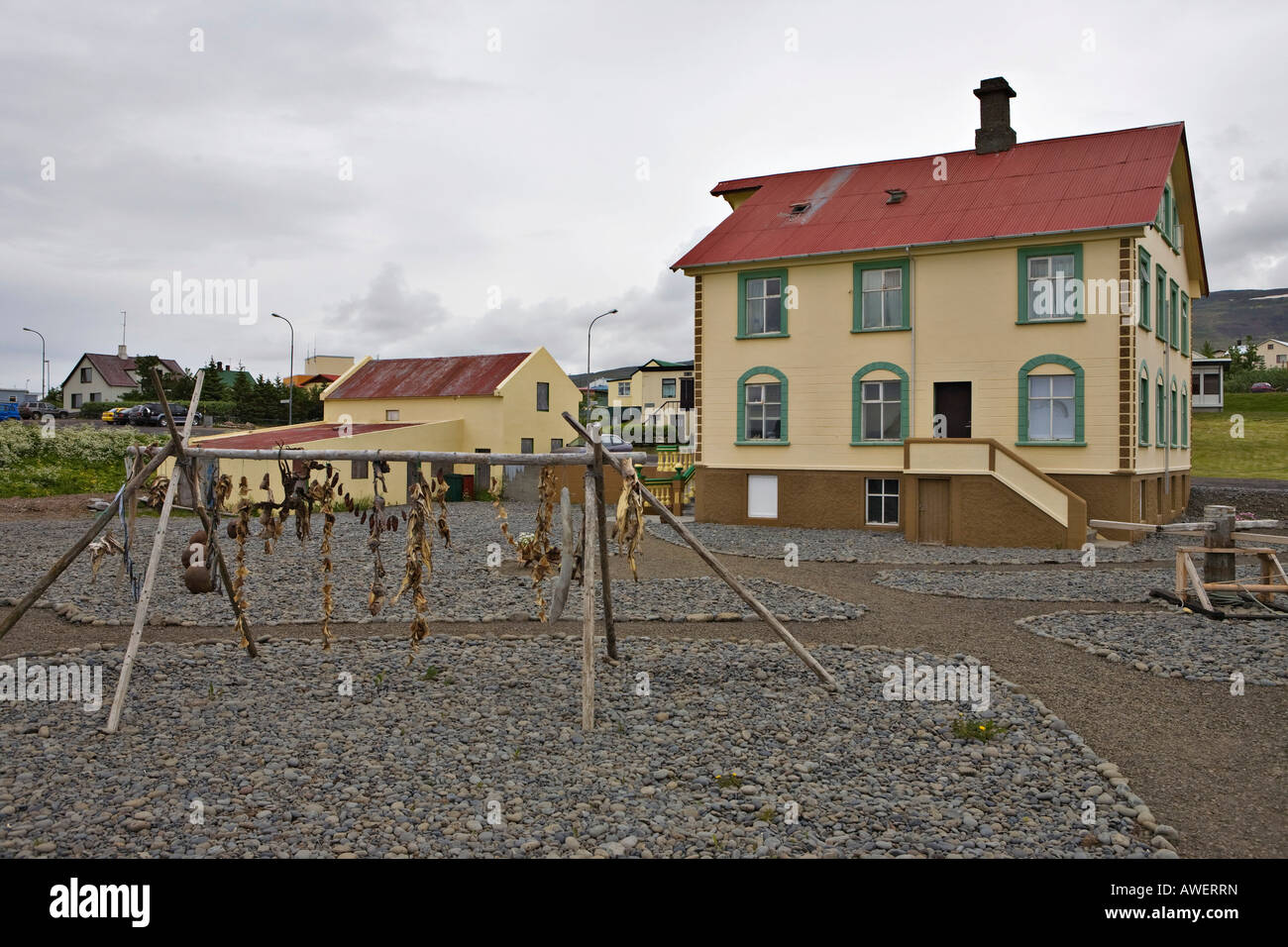 Centro di sigillatura, Hvammstangi, Penisola di Vatnsnes, Islanda settentrionale, Islanda, Oceano Atlantico Foto Stock