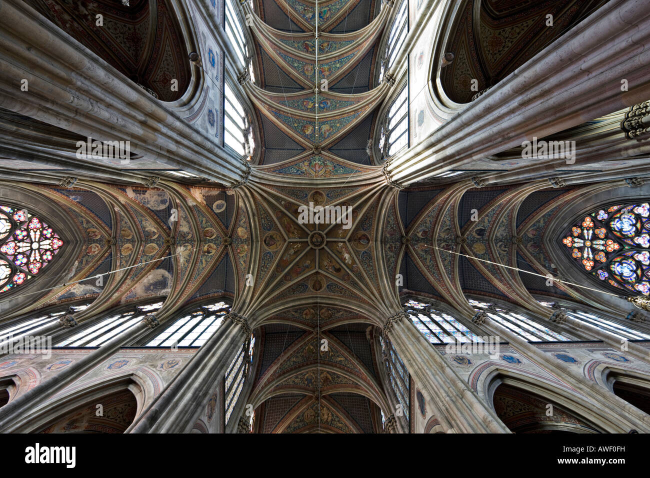 Soffitto, Chiesa Votivkirche, basilica neo-gotica a Vienna, Austria, Europa Foto Stock