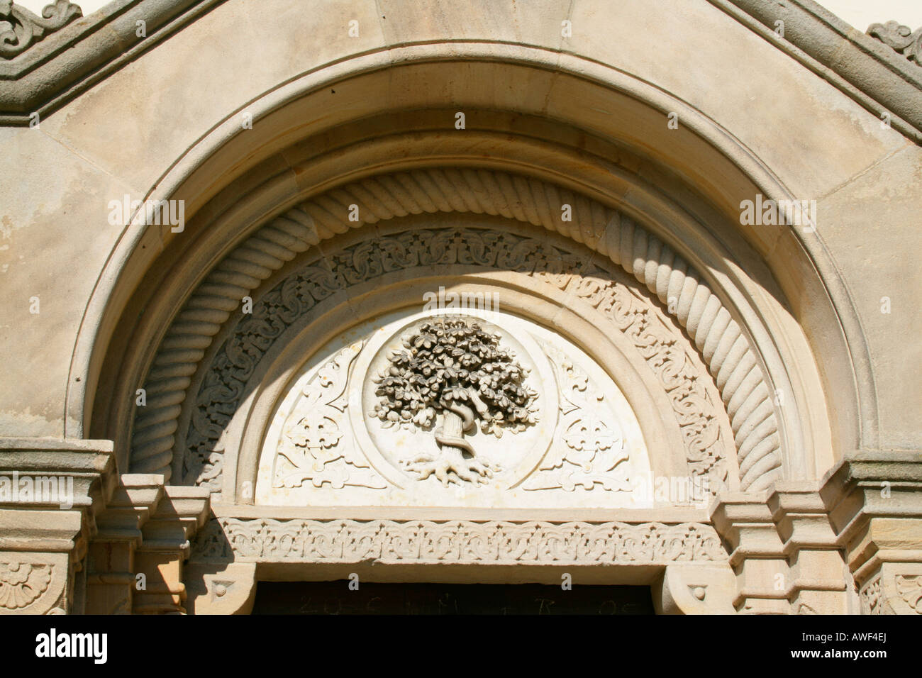 Archway, St. Johannes Cappella, Muehldorf am Inn, Alta Baviera, Baviera, Germania, Europa Foto Stock