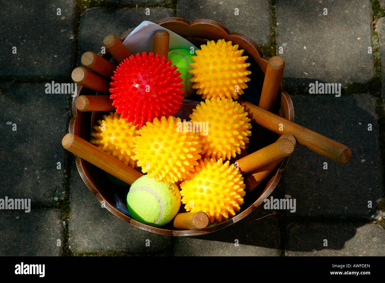 Porcupine palle massaggi e massaggio bastoni, Baviera, Germania, Europa Foto Stock