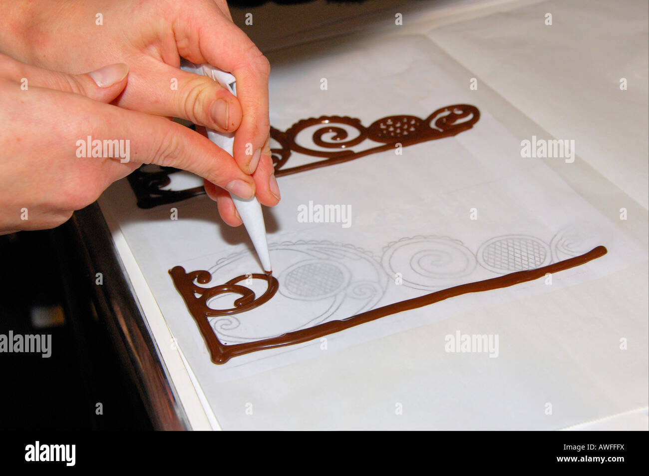 Fatto a mano design al cioccolato Foto Stock