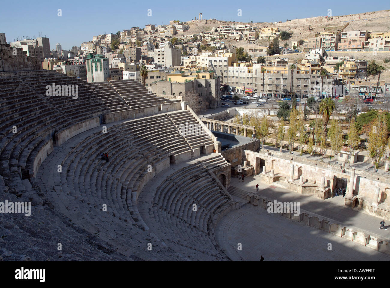 Anfiteatro romano di Amman in Giordania Foto Stock
