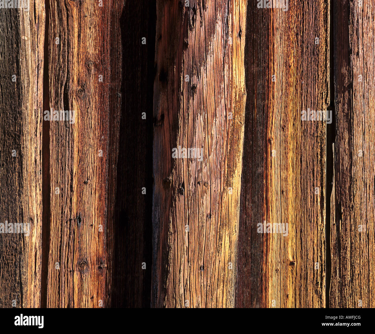 Weathered legno vecchio fienile, close-up Foto Stock