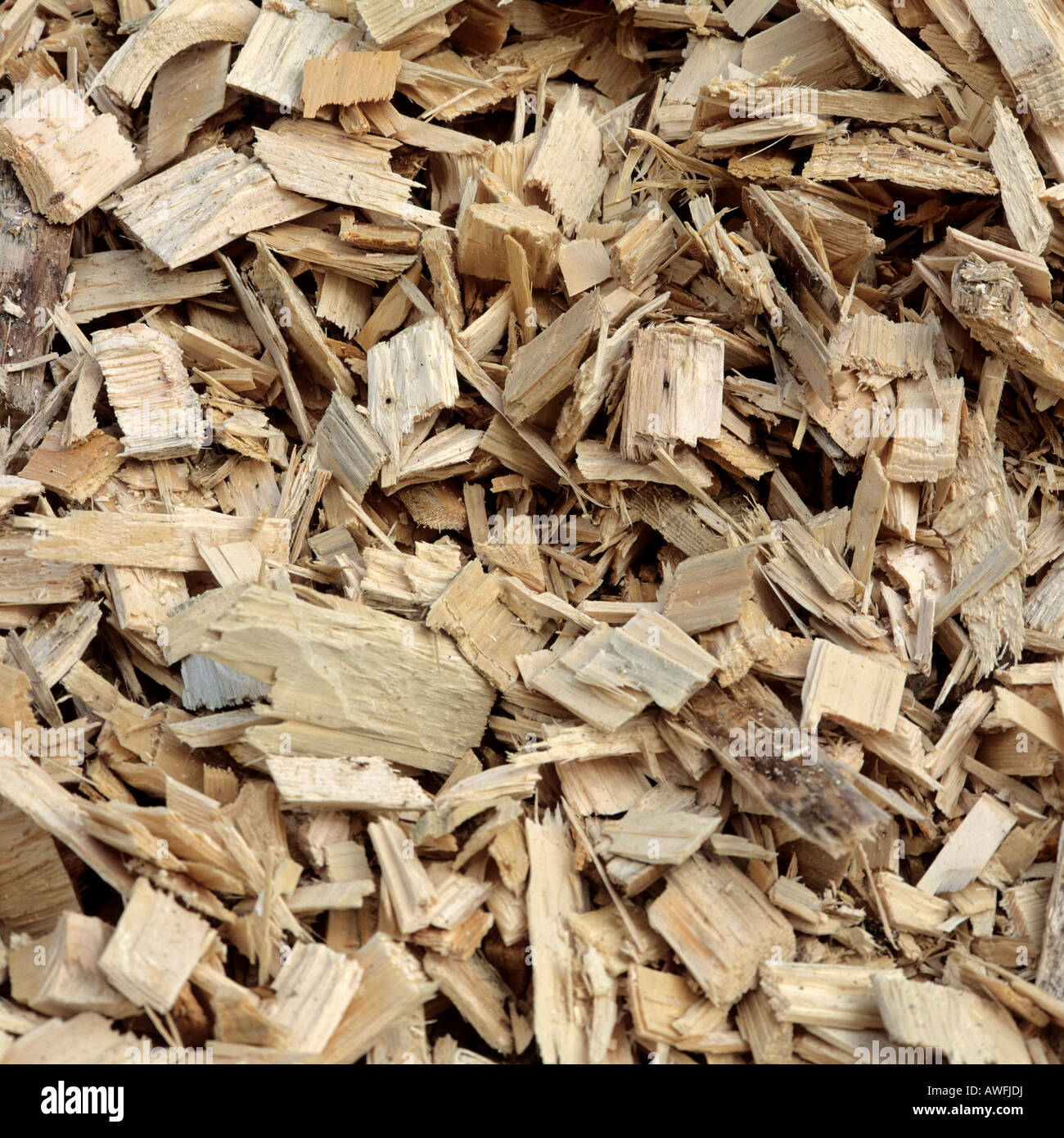 Schegge di legno usato come una fonte di energia Foto Stock