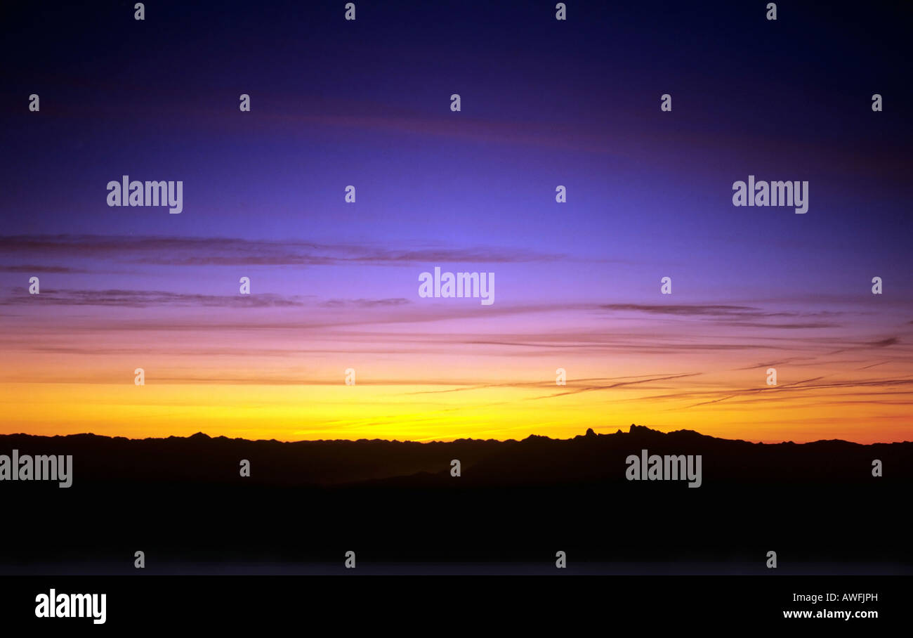 La mattina presto atmosfera sulla vista panoramica sulla montagna, di Dachstein, Salzburger Land Austria, Europa Foto Stock