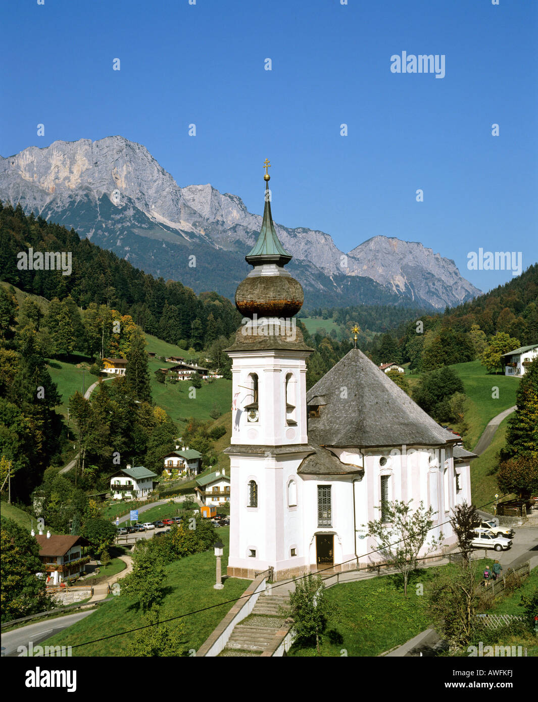 Maria Gern chiesa di pellegrinaggio, Berchtesgadener Land regione, Alta Baviera, Baviera, Germania, Europa Foto Stock