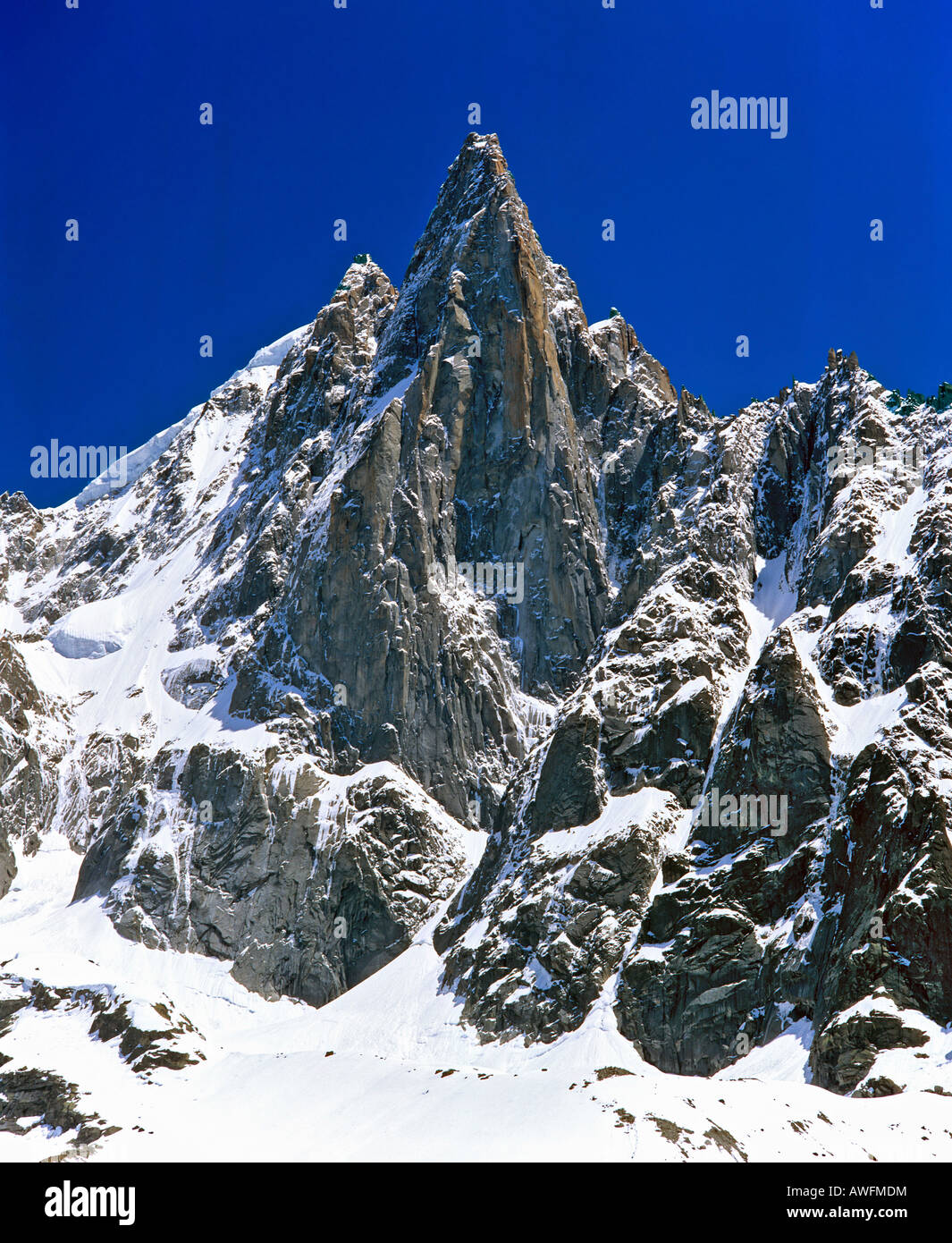 Mt. Aiguille du Dru, il massiccio del Monte Bianco, Savoy Alpi, Francia, Europa Foto Stock
