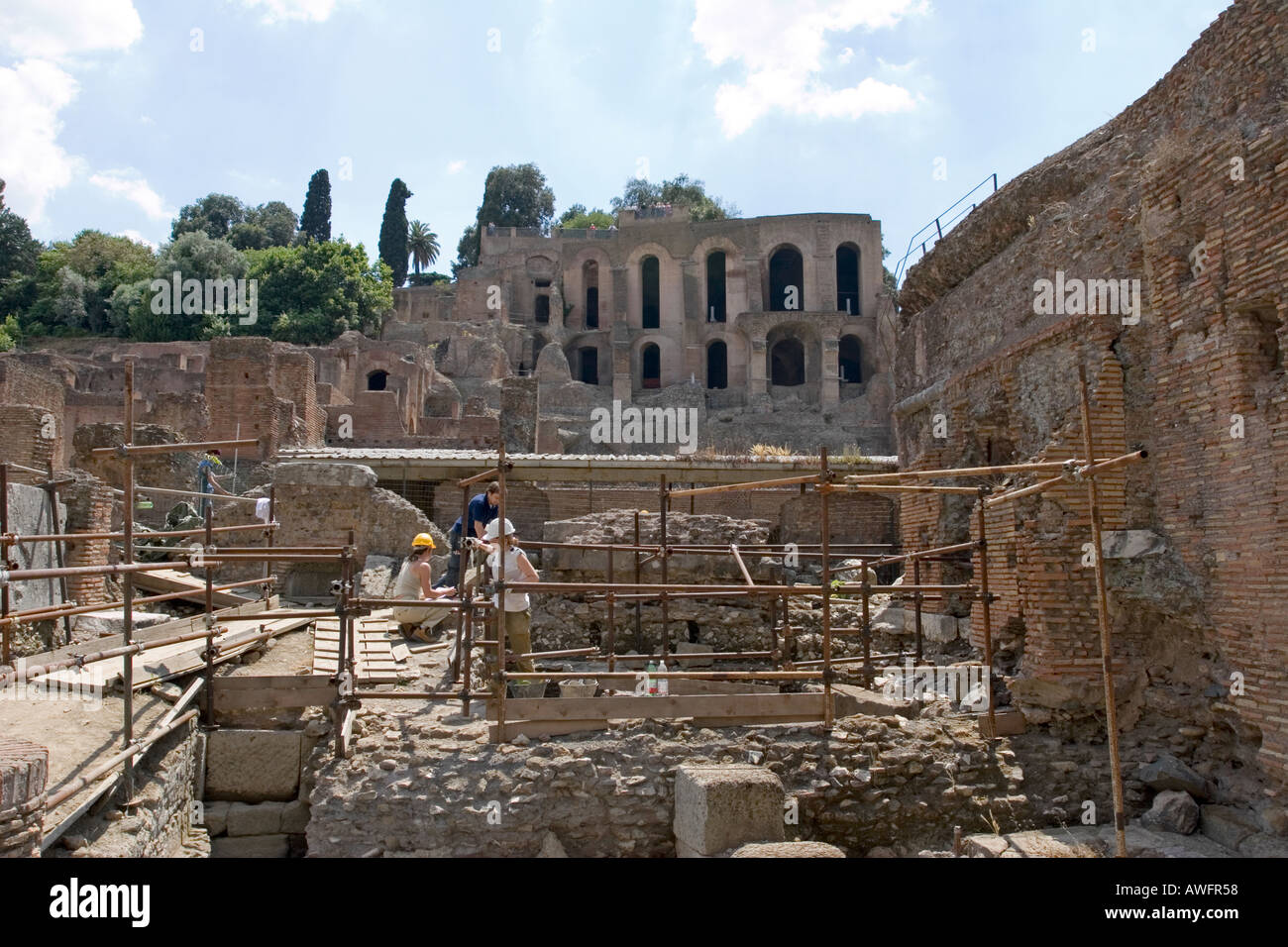 Il Forum di Roma scavo archeologico Foto Stock