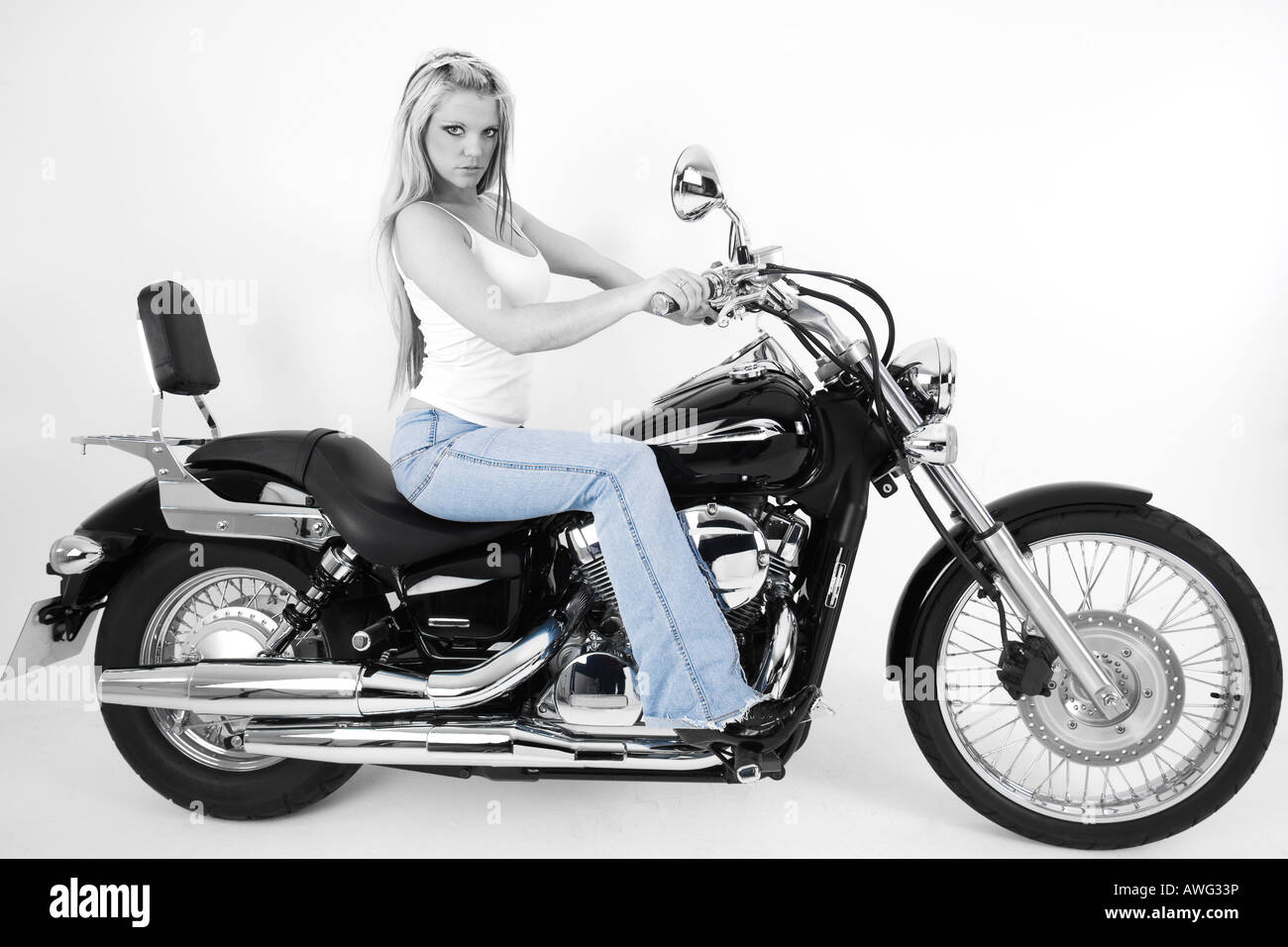 Sexy del motociclista Foto Stock
