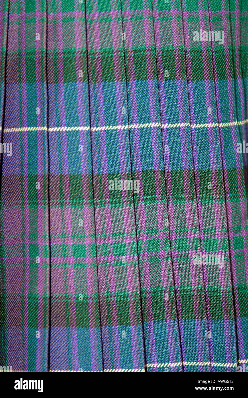 Close up di tartan kilt utilizzando lo stile militare plissettatura Foto Stock