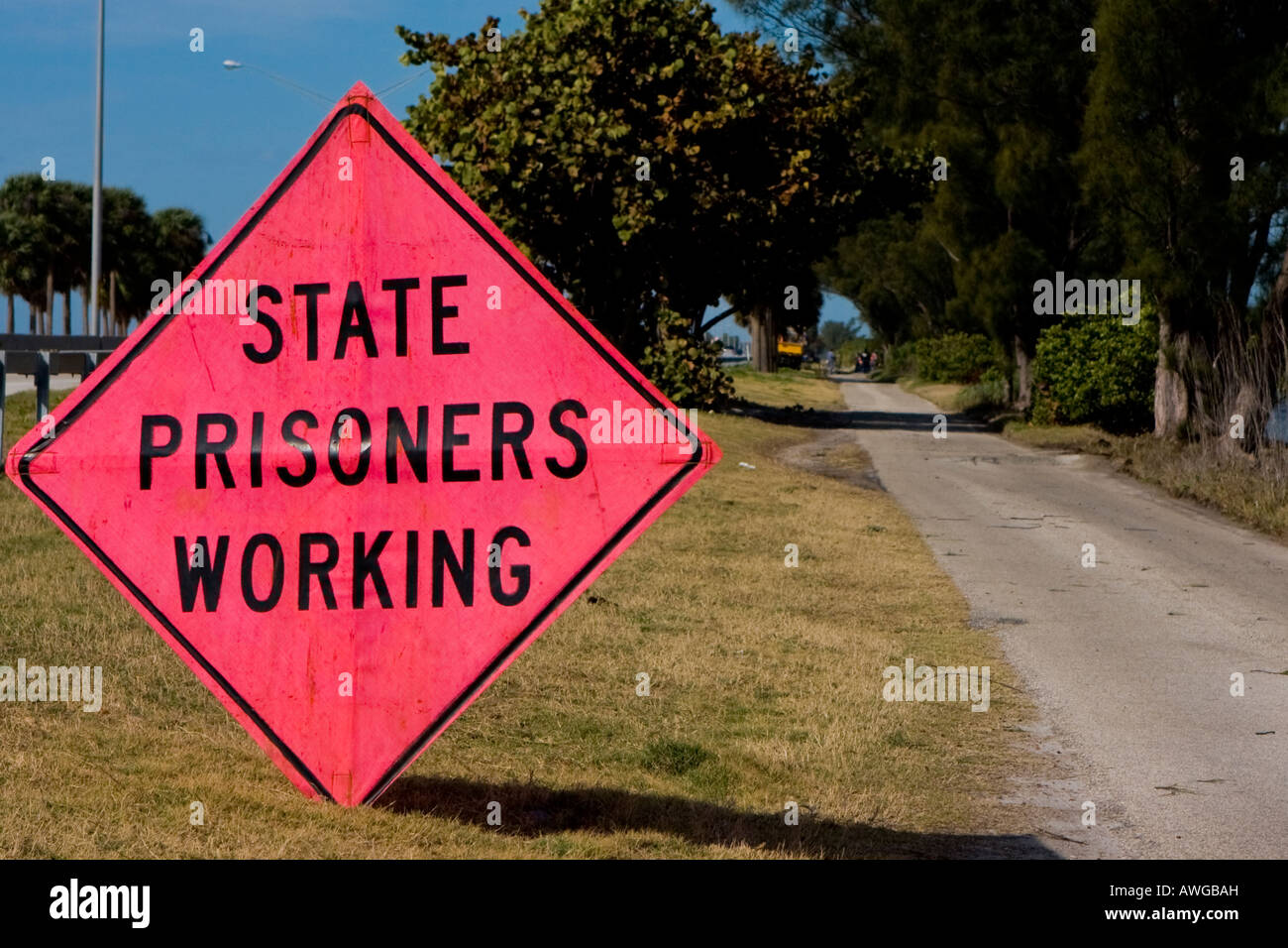 Prigionieri di stato lavoro segno di avvertimento Foto Stock