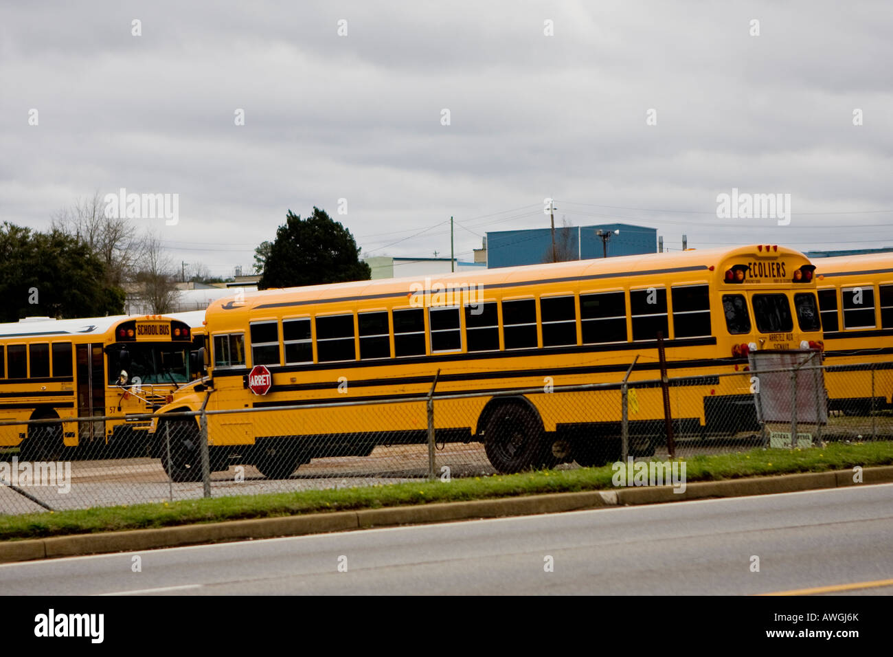 Scuola Bus Depot in Macon Georgia Foto Stock