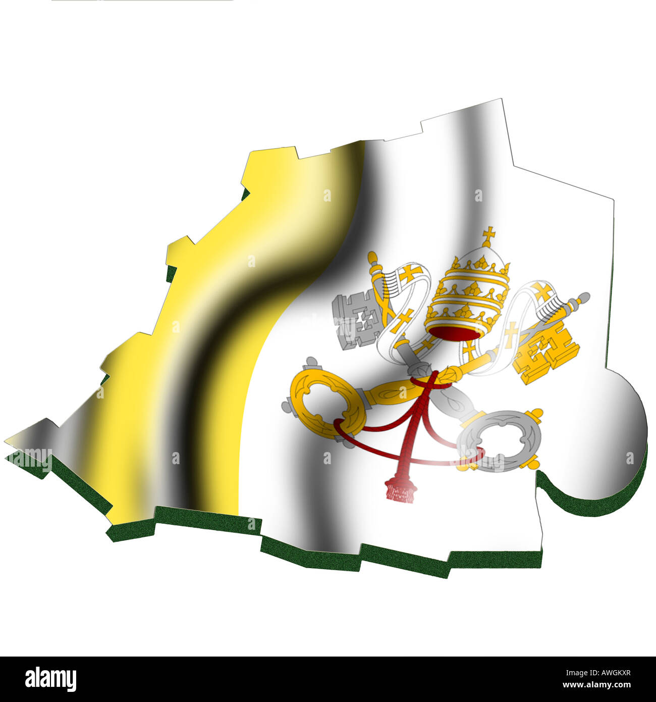 Mappa di contorno e la bandiera del Vaticano Foto Stock