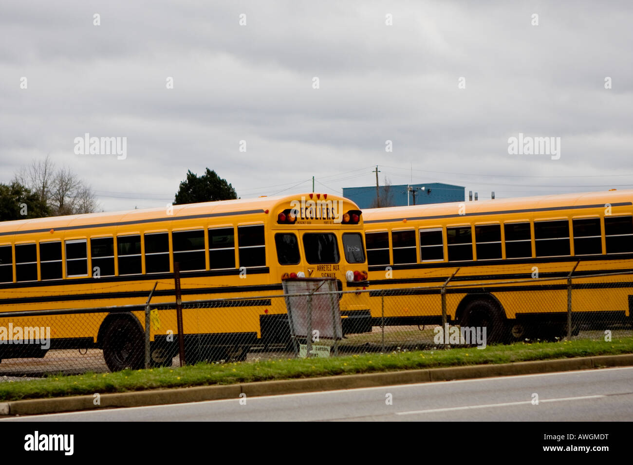 Scuola Bus Depot in Macon Georgia Foto Stock