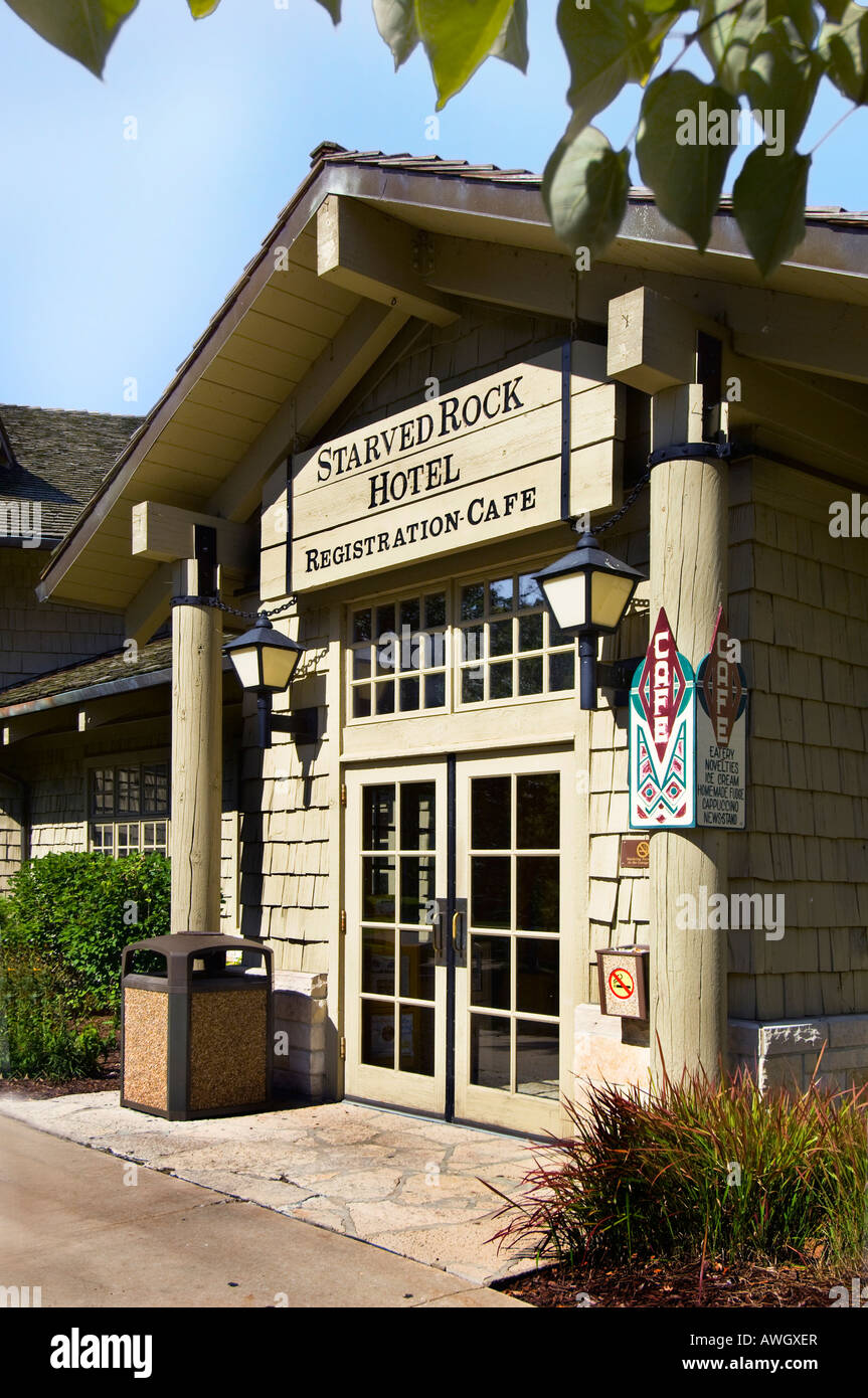 Il Lodge at Starved Rock State Park vicino a Utica IL fu costruito negli anni trenta dalla conservazione civile Corps Foto Stock