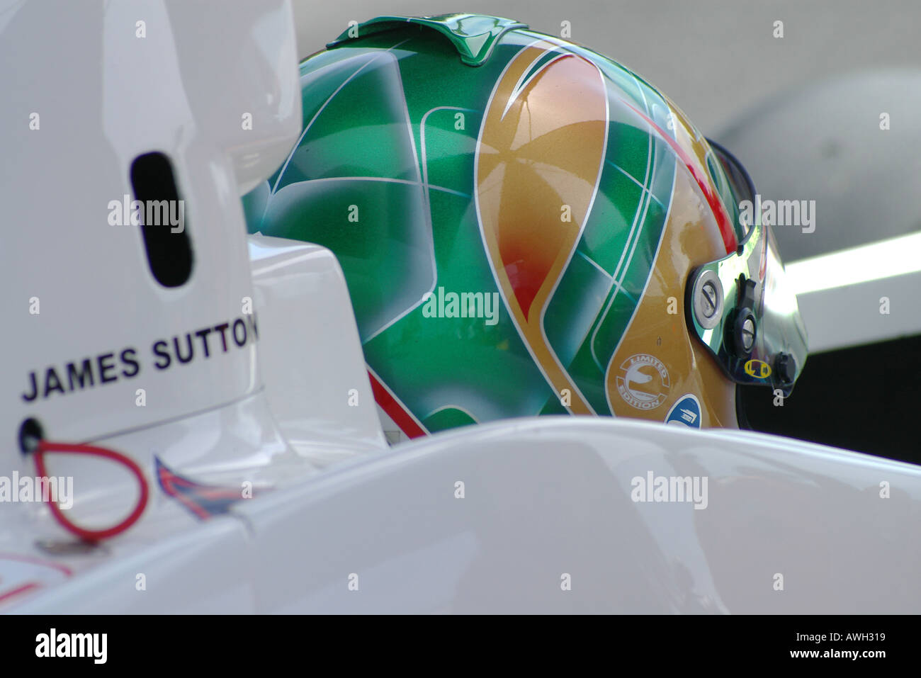 Racing drivers casco in Formula Renault Foto Stock