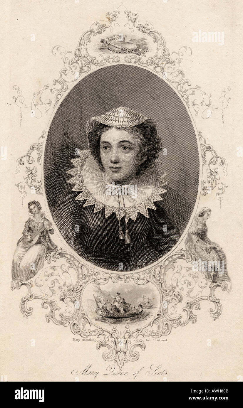 Maria, Regina di Scozia, 1542-1587, aka Maria Stuart o Maria I di Scozia, figlia di Giacomo V re di Scozia. Xix secolo la stampa Foto Stock