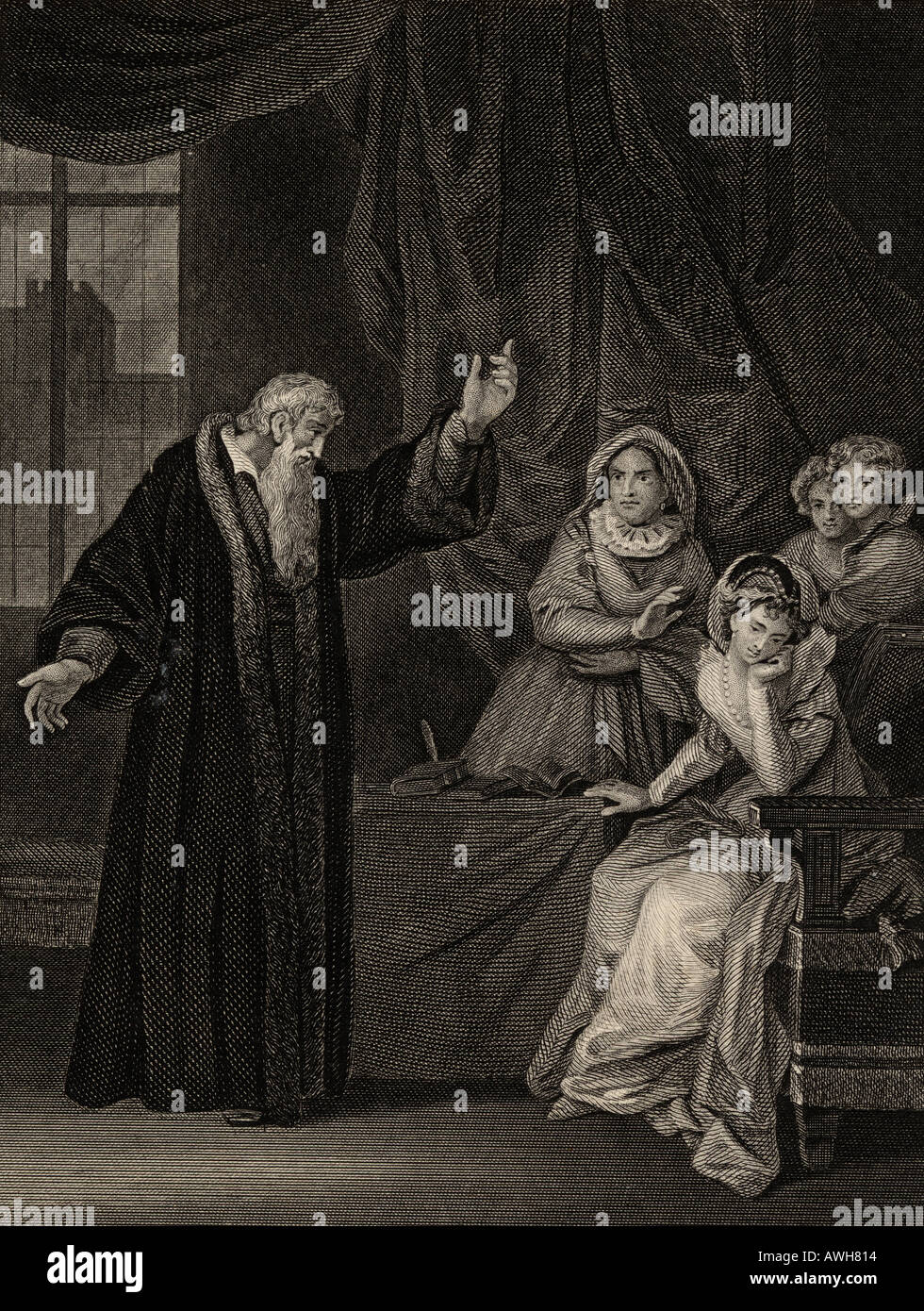 La regina Maria di Scozia rimproverato da Knox. Maria, Regina di Scozia, 1542 - 1587, aka Maria Stuart o Maria I di Scozia, figlia di Giacomo V re di Scozia. Foto Stock