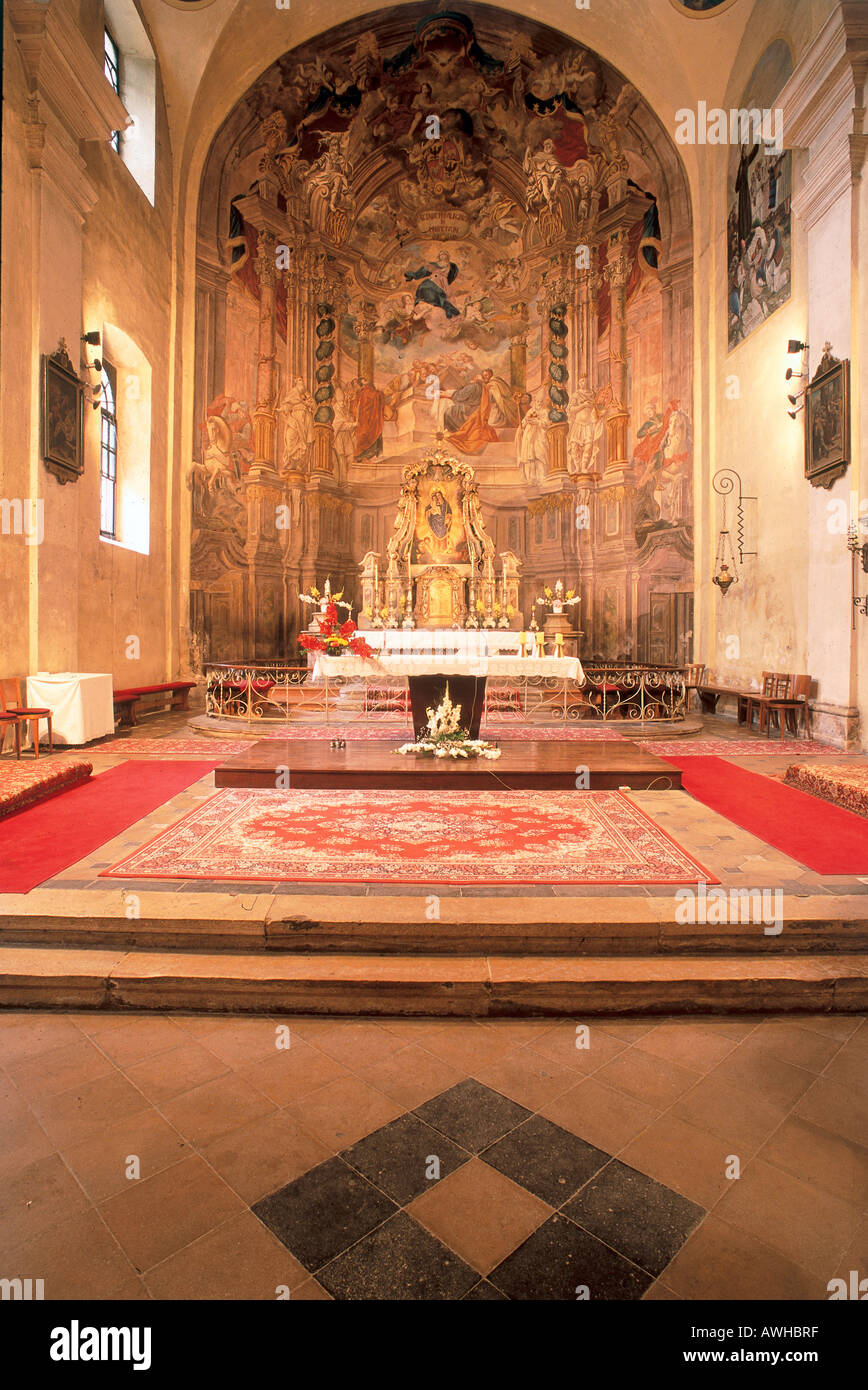 Croazia, Croazia centrale, Samobor, Santa Anastasia, navata con l'assunzione, dietro l'altare della chiesa francescana Foto Stock