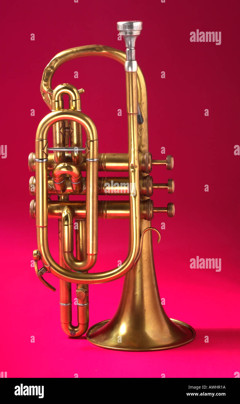Ottone antico Bb cornet Foto Stock