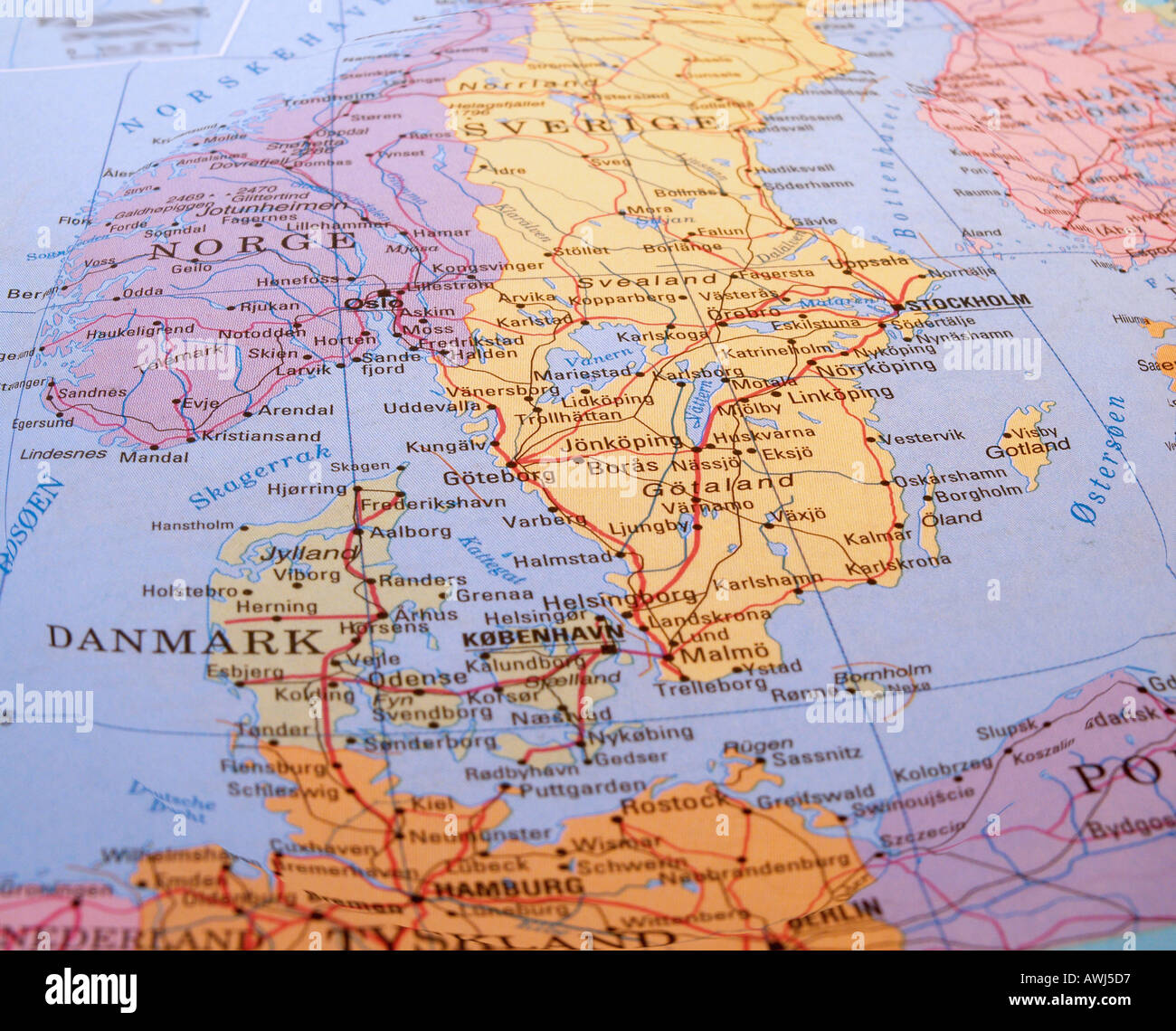 Danimarca Mappa della Scandinavia Foto Stock