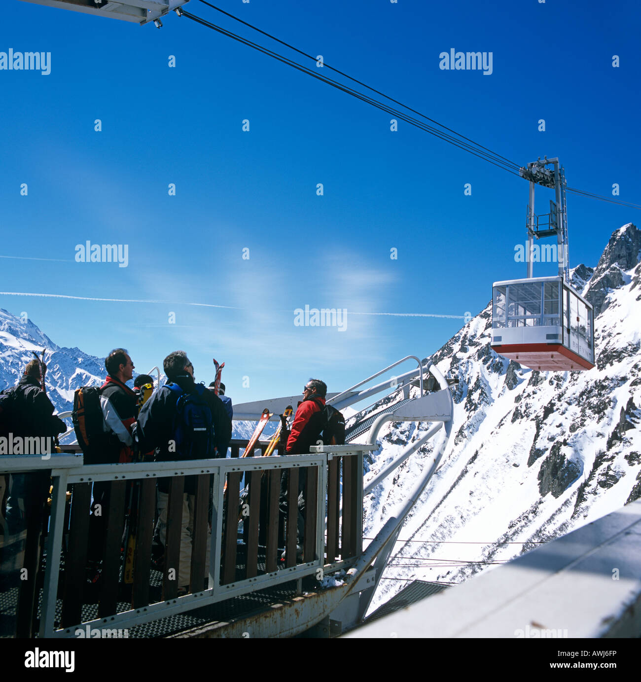 Le Brevant Funivia Chamonix Alpi francesi in Europa Foto Stock