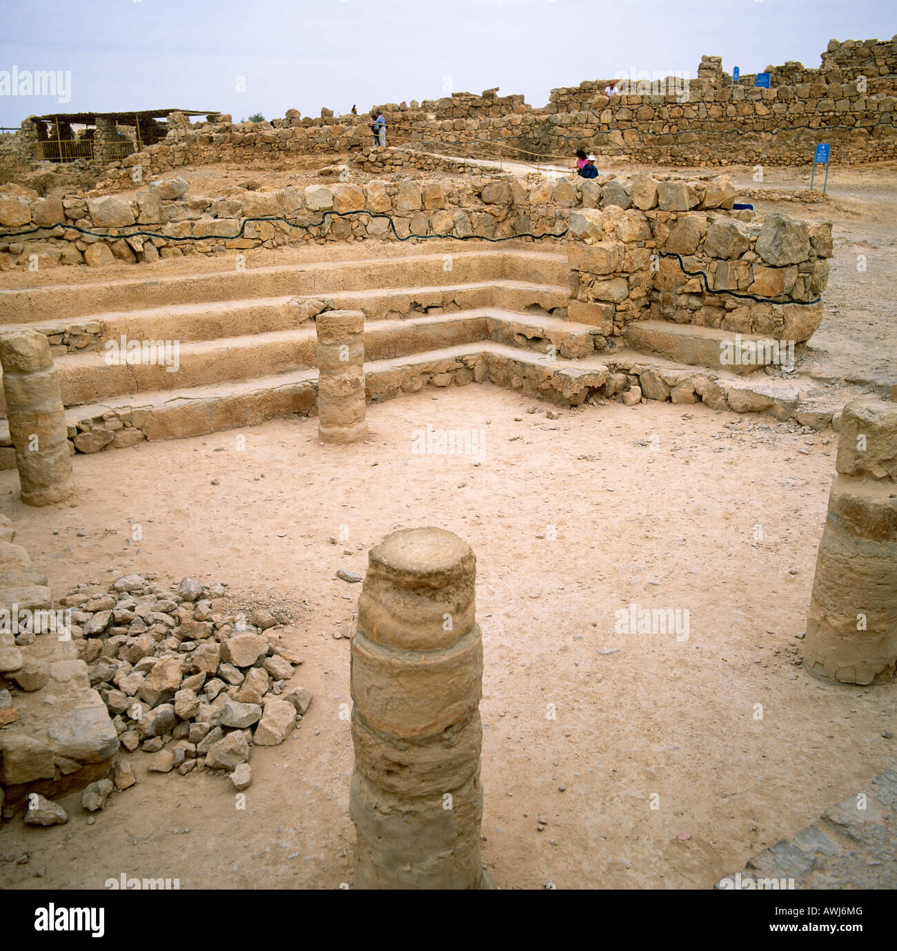 I resti di un tempio a Masada Israele Medio Oriente Foto Stock