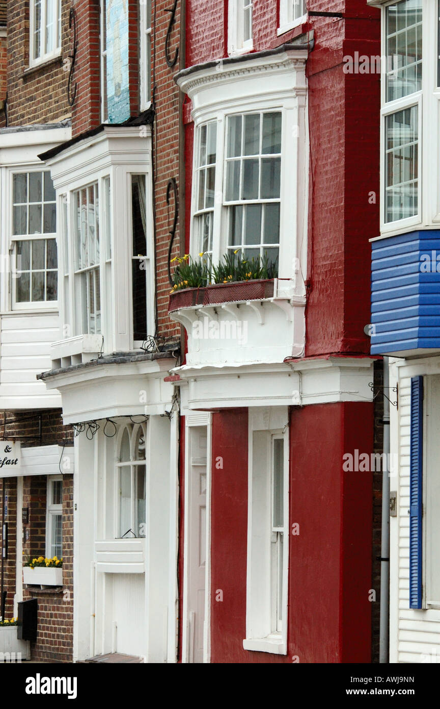 Colorate case a schiera in Old Portsmouth Conservation Area Hampshire Foto Stock