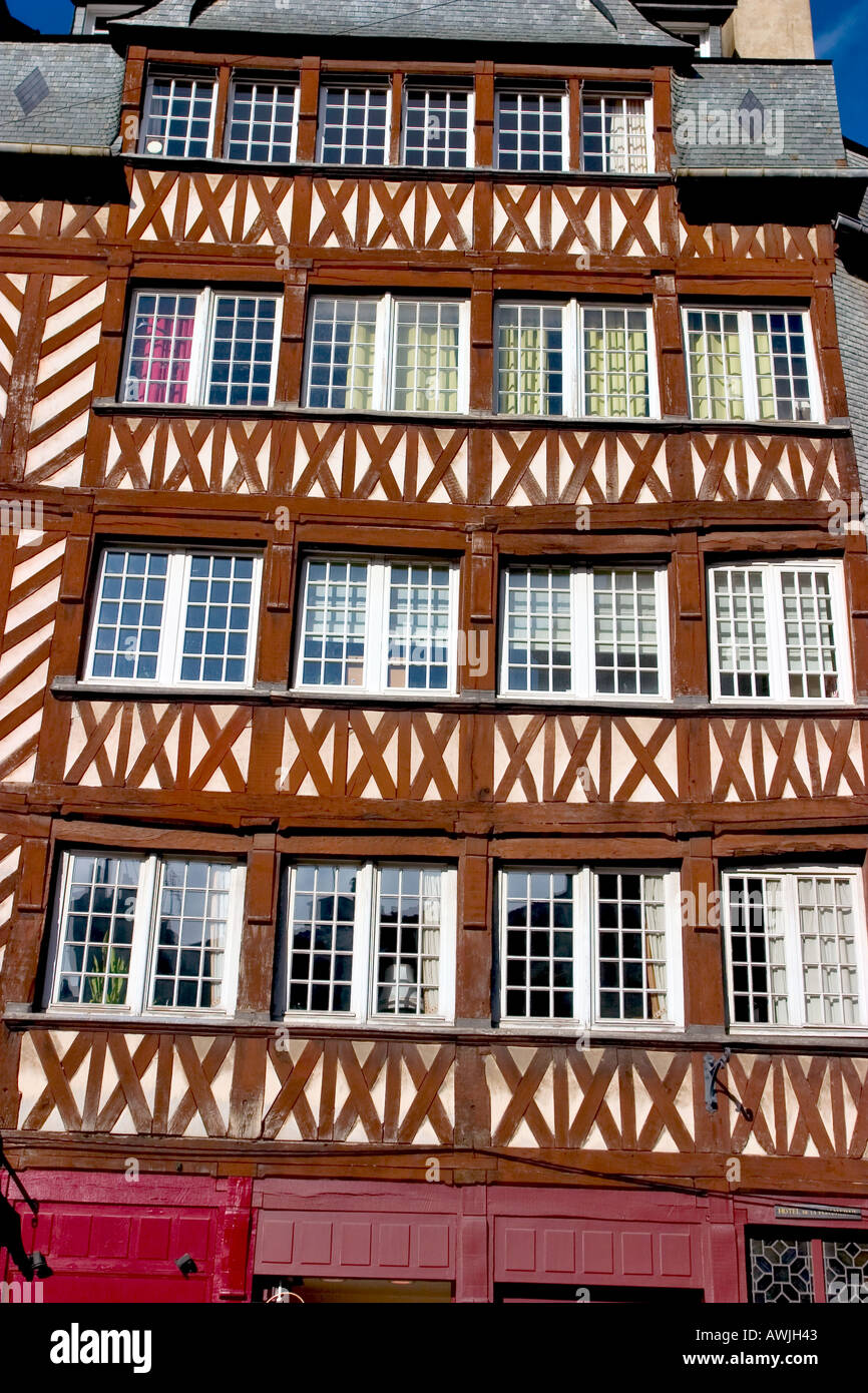 Mezza timbering house di rennes Bretagna Francia Foto Stock