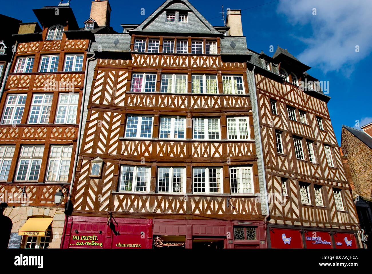 Mezza timbering house di rennes Bretagna Francia Foto Stock
