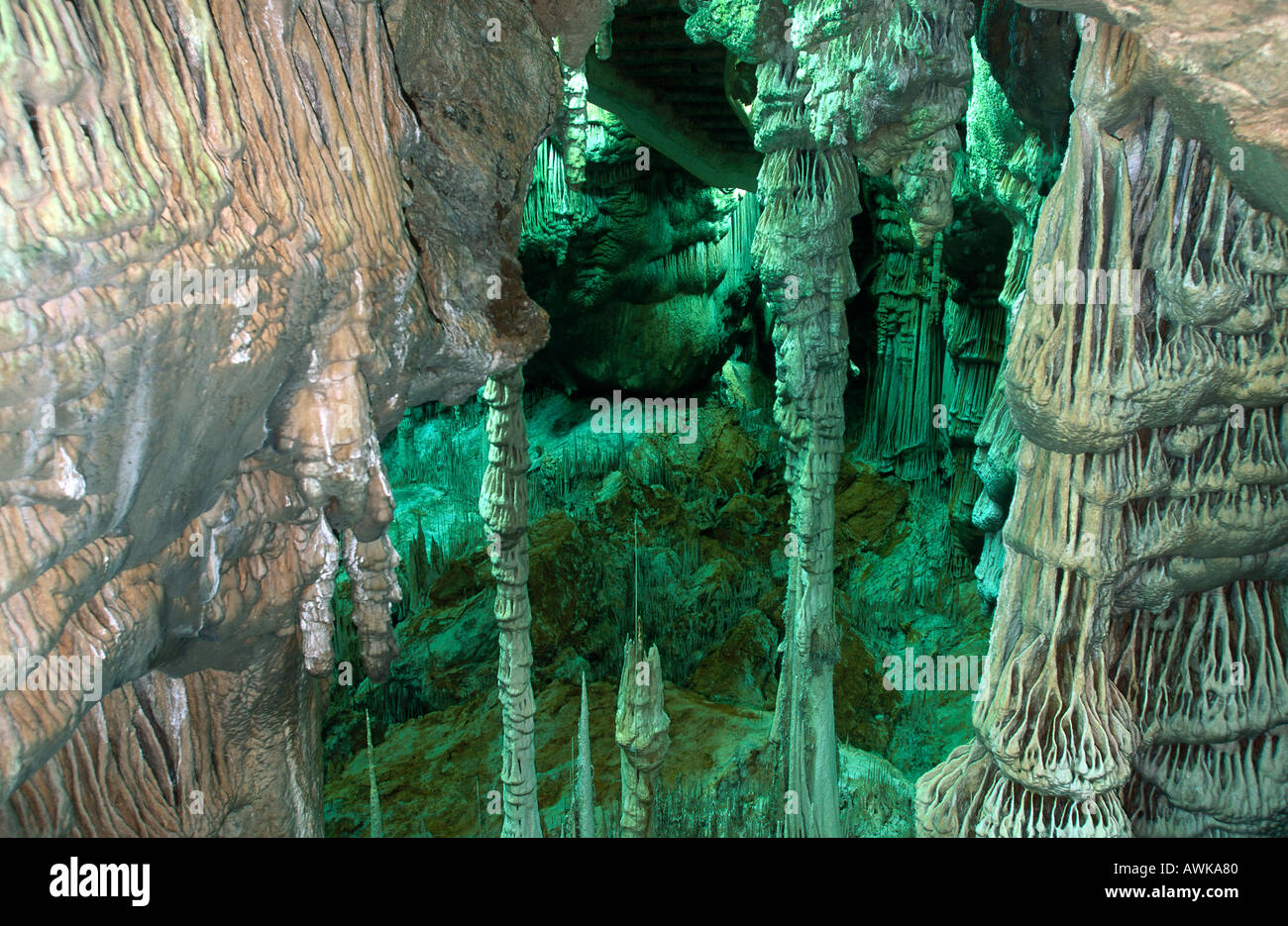 Formazione di roccia nella grotta, Mallorca, Baleares, Spagna Foto Stock