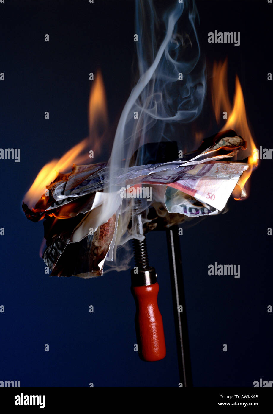 Soldi Burning. Foto Stock
