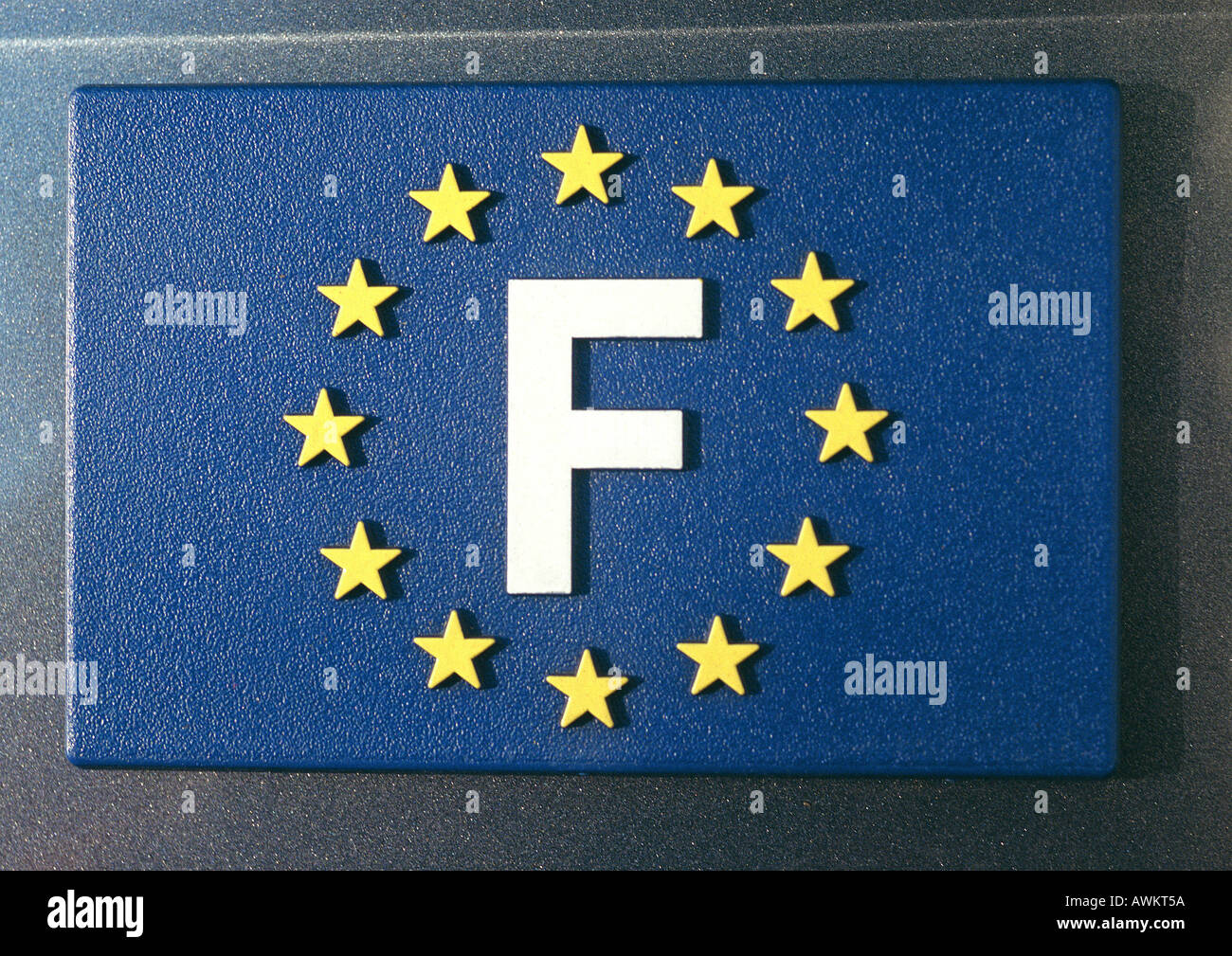 Unione europea firmano con la lettera 'F' in piedi per la Francia, close-up Foto Stock