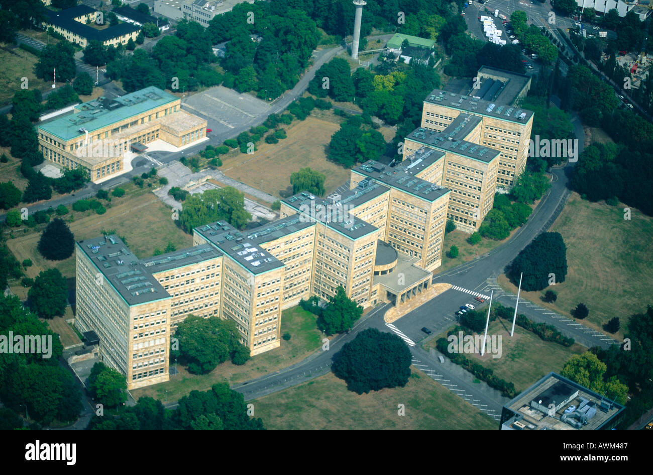 Vista aerea del palazzo universitario, Goethe University Frankfurt, Francoforte, Hessen, Germania Foto Stock