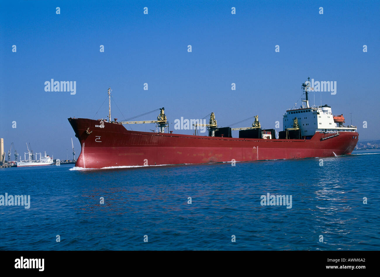 Contenitore nave in mare Foto Stock