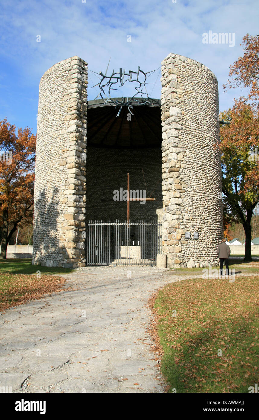 La Chiesa cattolica agonia mortale di Cristo cappella nella ex Germania campo di concentramento di Dachau, Monaco di Baviera, Germania. Foto Stock