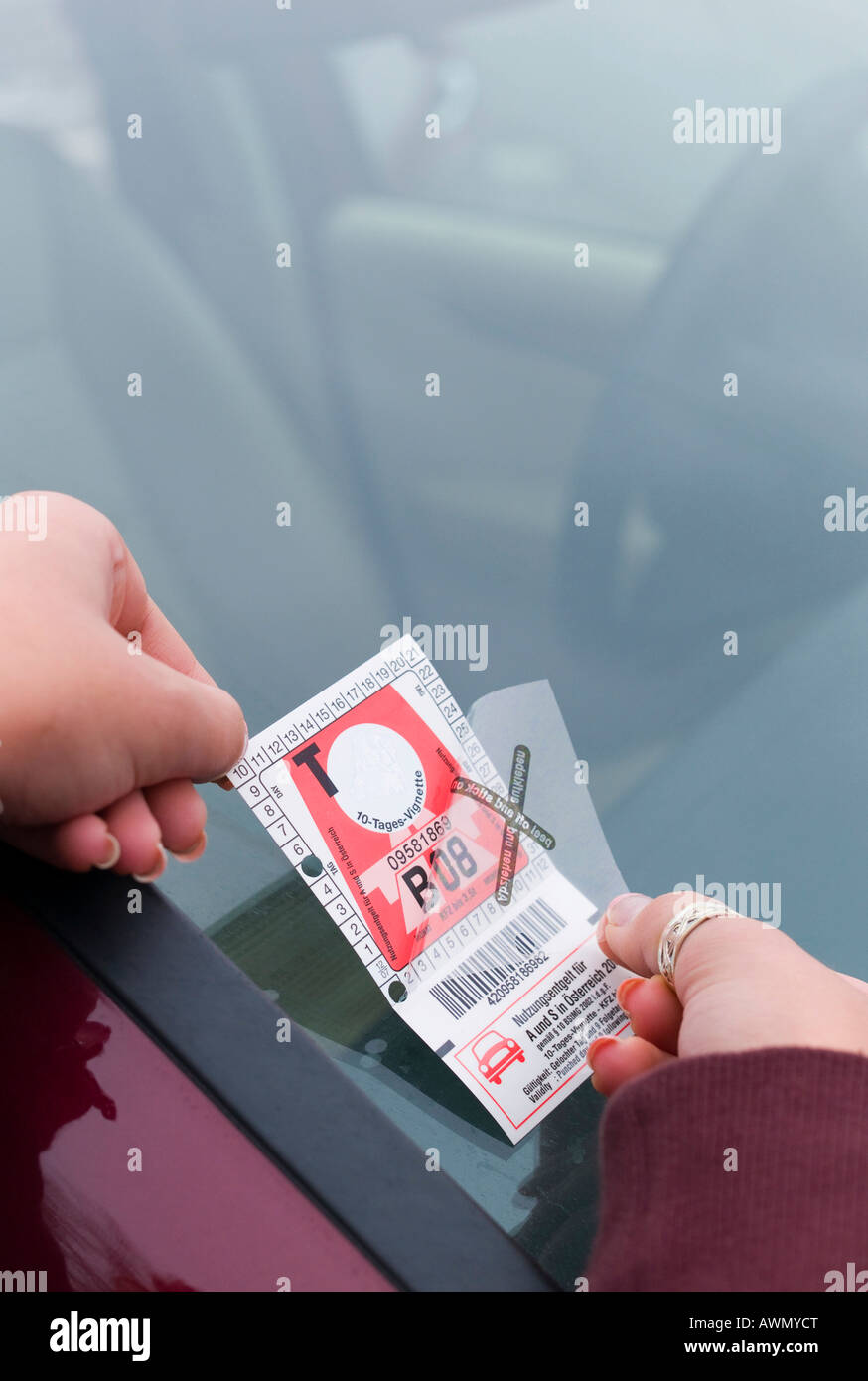 Bollo austriaco per il 2008 (l'autostrada con pedaggio adesivo), Austria e Europa Foto Stock