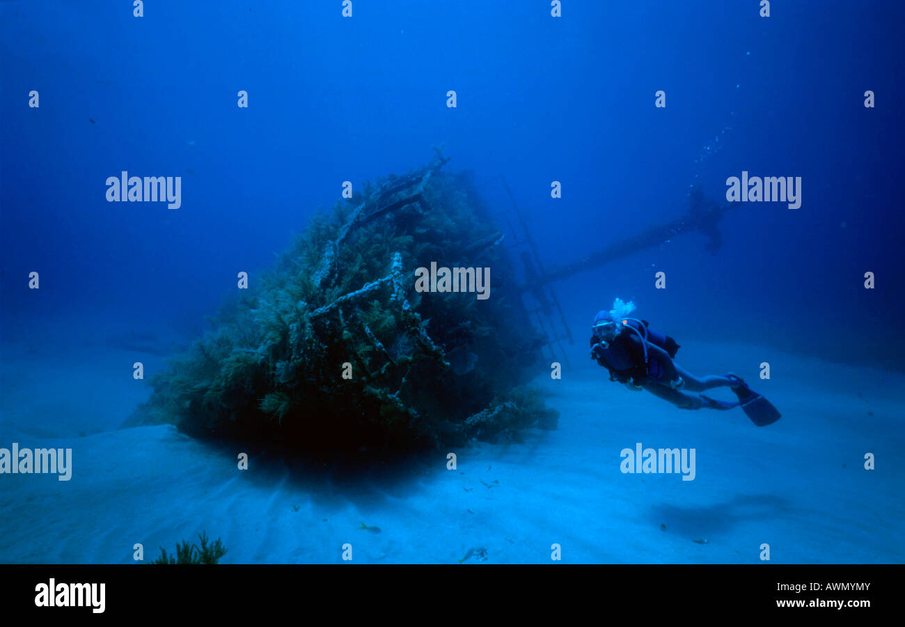 Naufragio sconosciuto al largo di Cuba e dei Caraibi Foto Stock