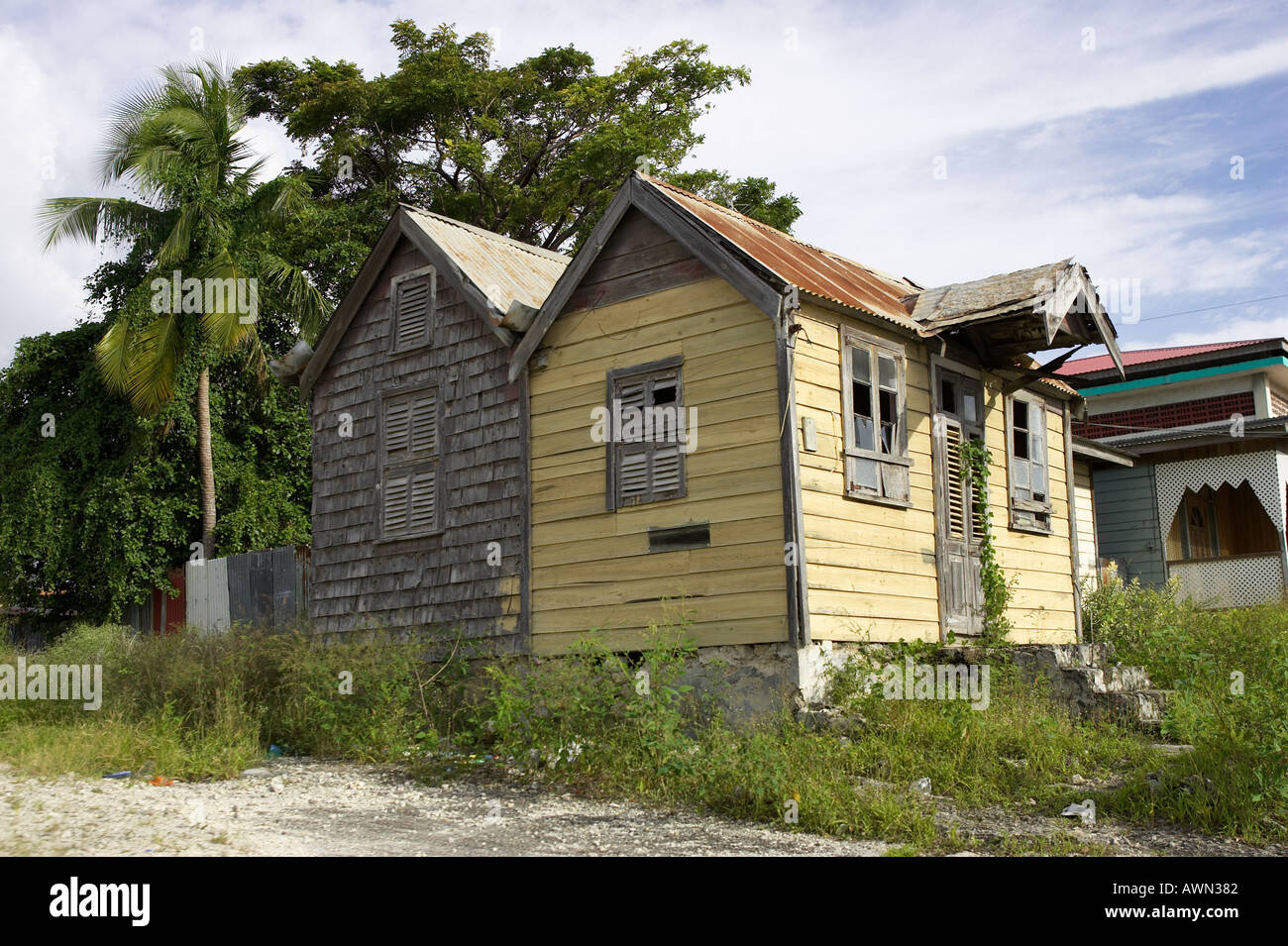 Villaggio chattel house barbados caraibi Piccole Antille west indies Foto Stock