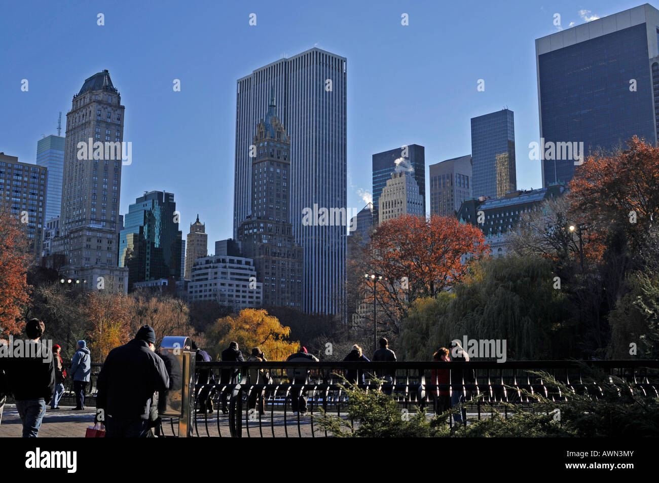 Veduta dello skyline, Central Park, Manhattan, New York, Stati Uniti d'America Foto Stock