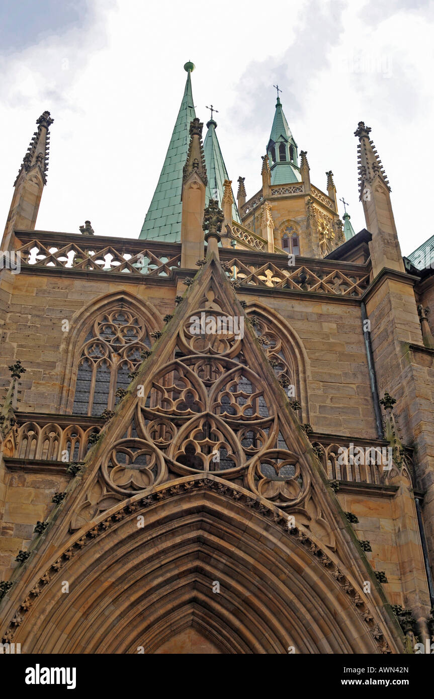 Le porte di ingresso, Cattedrale di Erfurt, Turingia, Germania, Europa Foto Stock