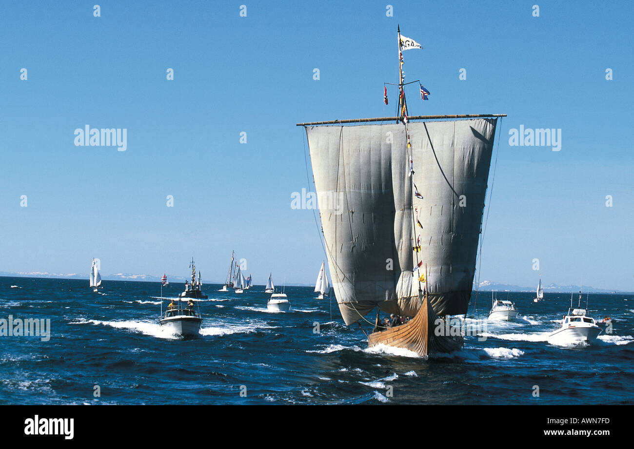 Viking barca lunga,Reykjavik Islanda Foto Stock