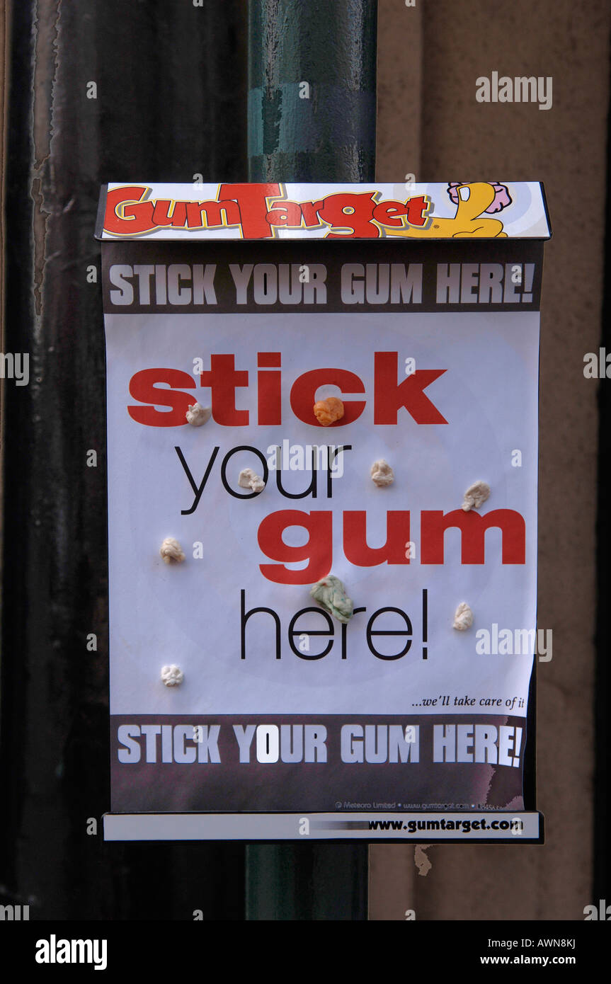 Chewing-gum segno, Atherstone, England, Regno Unito, Europa Foto Stock