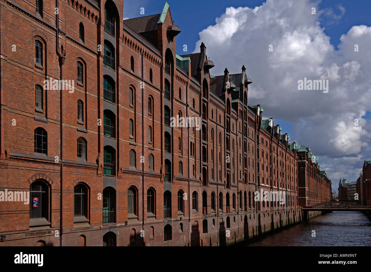 Di fine secolo complesso di magazzino nella Speicherstadt warehouse district ad Amburgo, Germania, Europa Foto Stock