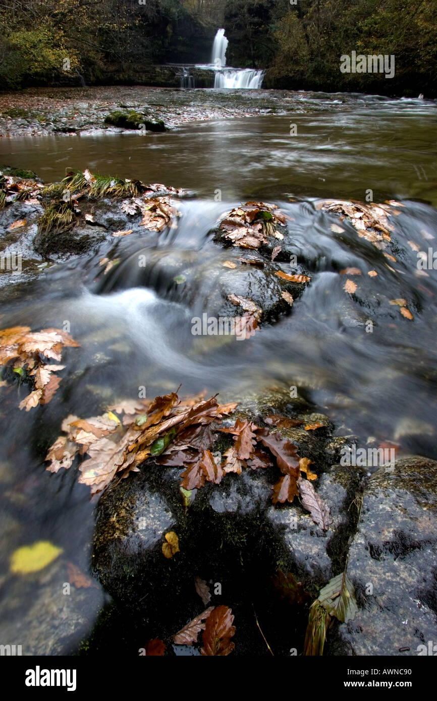 Neath valley autunno scena, Galles del Sud. Foto Stock