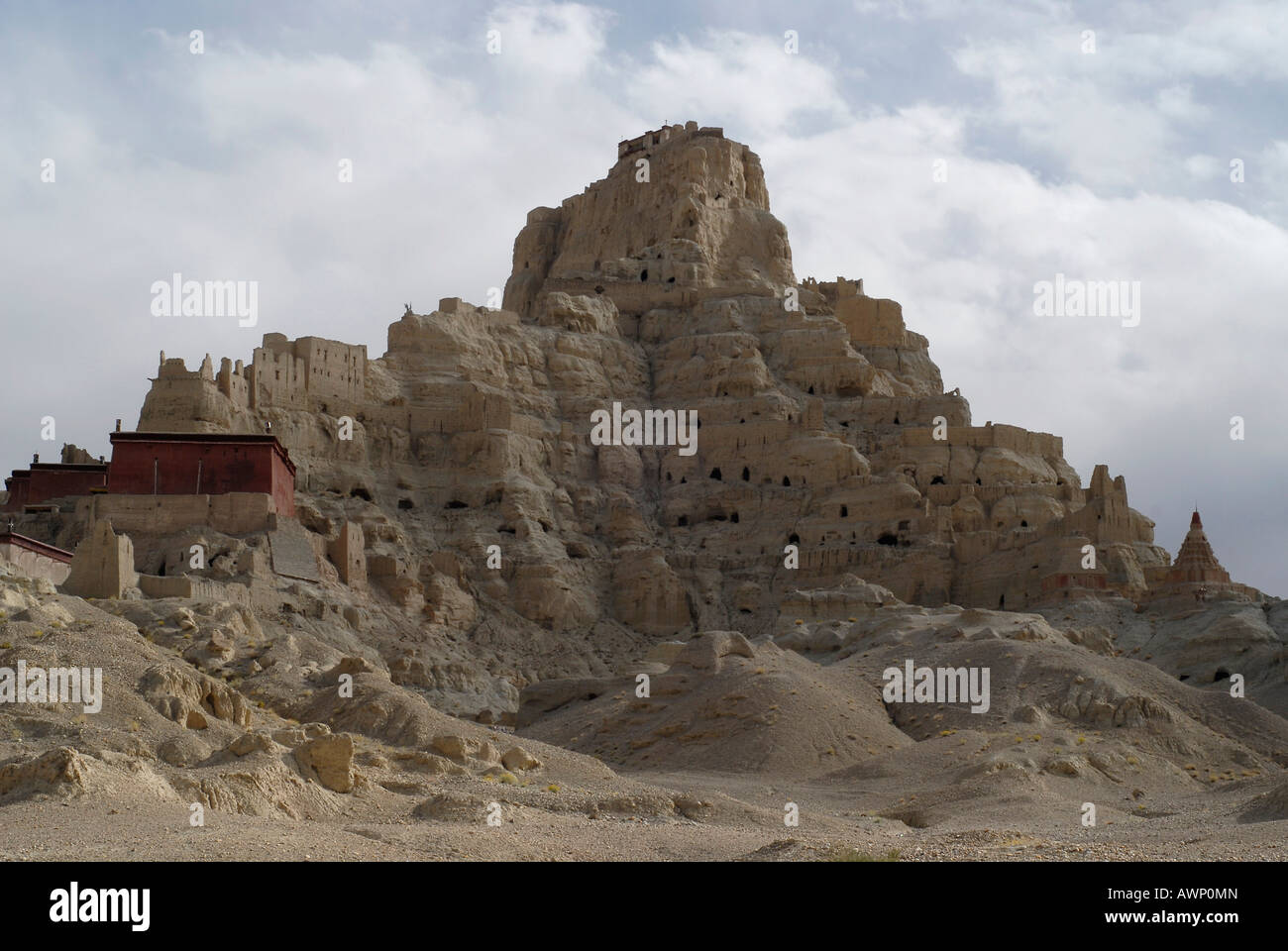 Fortezza di Tsaparang rovine, centro dell'antico regno Guge, Provincia di Ngari, Tibet occidentale, Tibet, Cina e Asia Foto Stock