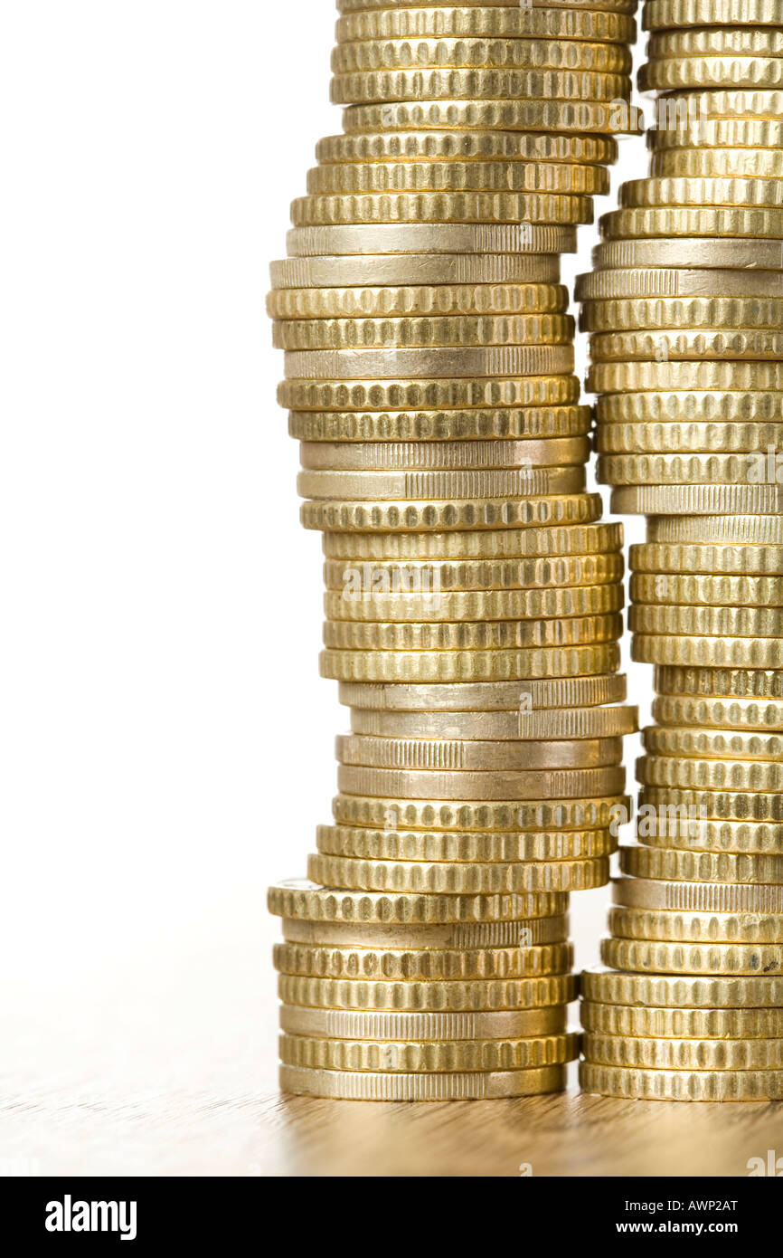 Due pile di monete Foto Stock
