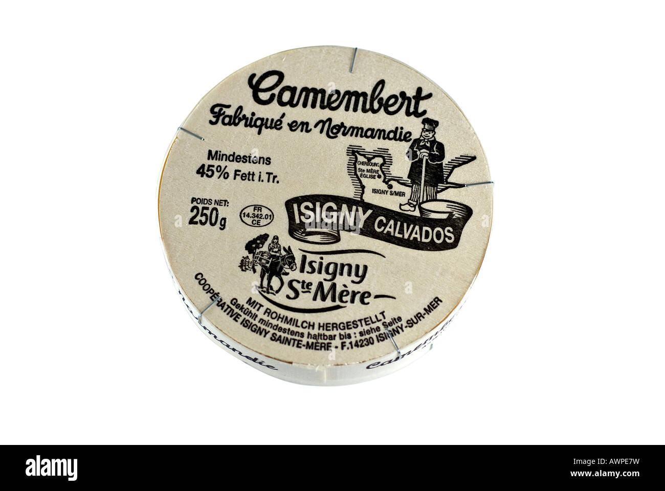 Autentica Camembert formaggio di latte non pastorizzato, in Normandia, Francia, Europa Foto Stock