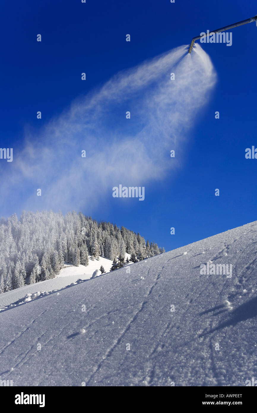 Snowgun, Riggisalp, Fribourg, Svizzera Foto Stock