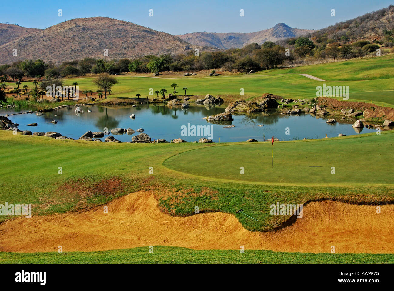 Campo da golf, Sun City, Sud Africa Foto Stock